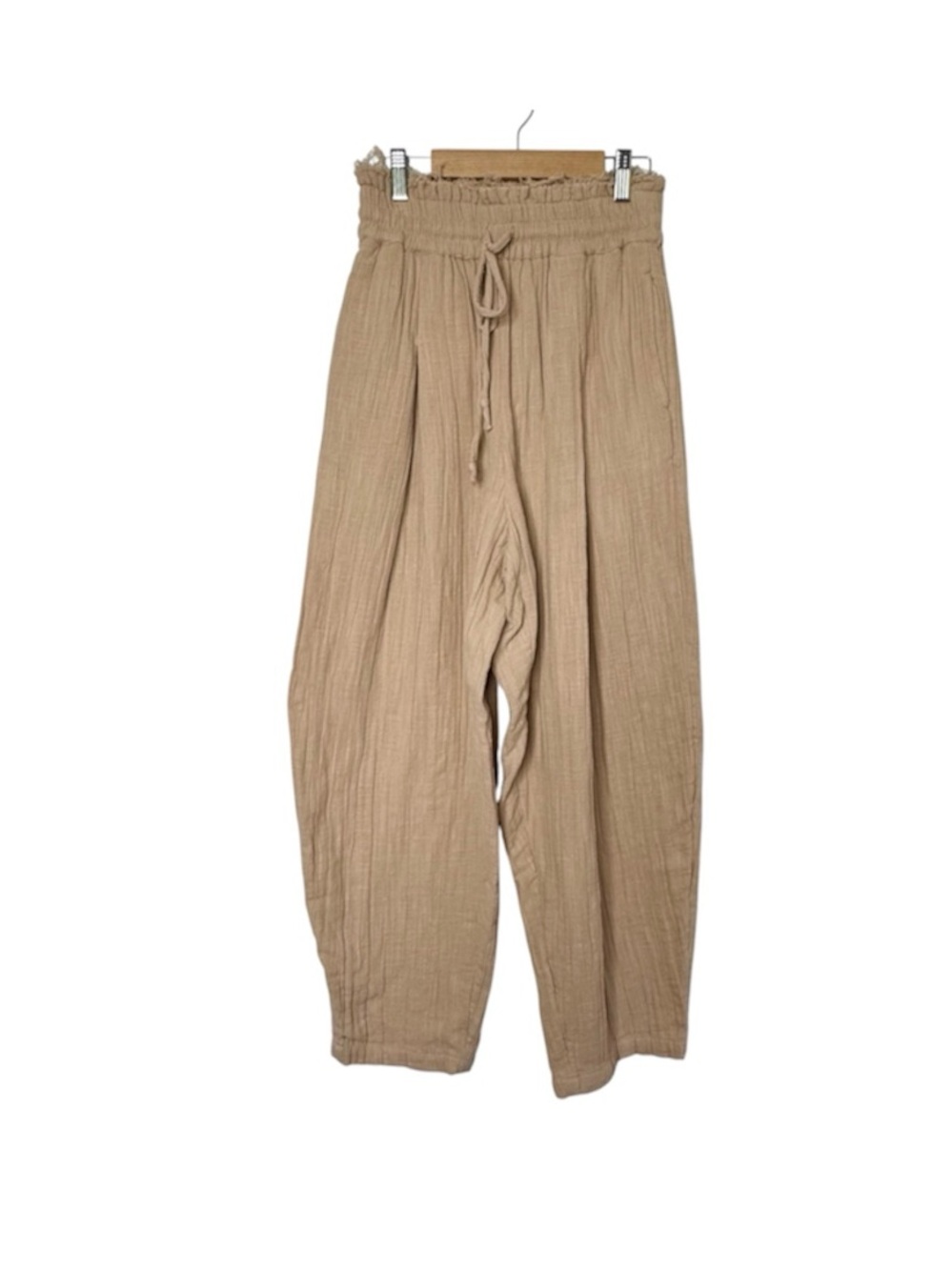Free People Cotton Gauze Relaxed Ballon Leg PantsBeige Size XS Loose Fit